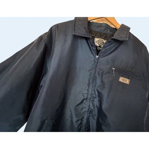 DICKIES Navy Blue Nylon Full Zip Utility Work Outdoor Jacket Sz LG - Picture 1 of 8